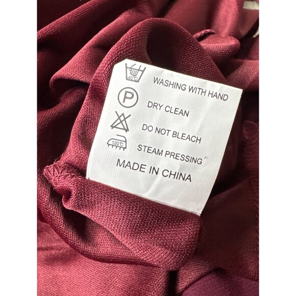 Womens S Burgundy Formal Dress Sequins Lace Bodice Sheer Sleeves Back Zipper - Picture 9 of 11